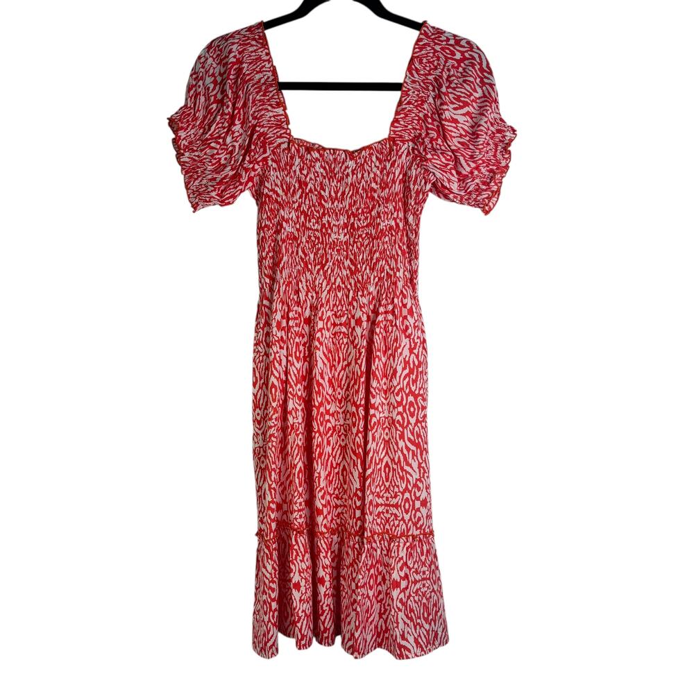 La Mer Luxe Resortwear Knee Length Midi Dress‎ Abstract Orange Small Vacation S